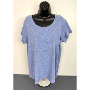 Tahari Women's Classic Scoop Neck Short Sleeve Knit T-Shirt Blue Size 1X